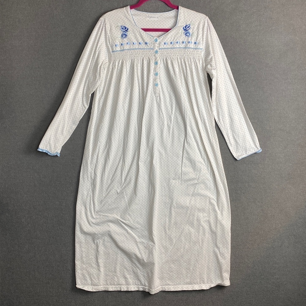 Keyocean polka dot long sleeve feminine Nightgown size S